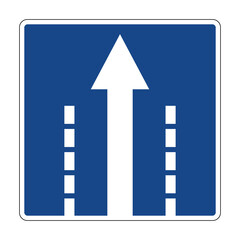 Road sign direction movement in the lane. The arrow indicates the direction in which movement is permitted in the lane.