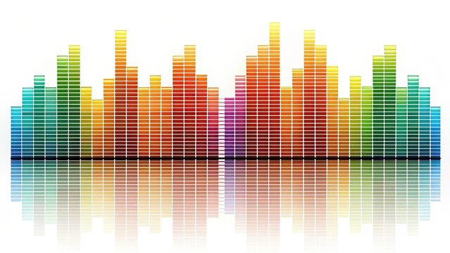 Colorful Audio Spectrum Bars on White Background