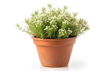 Halophila stipulate in a narrow  pot   on white background 