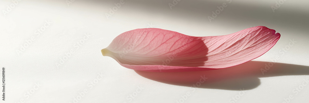 Poster single sakura petal resting softly on a bright white background with delicate shadows