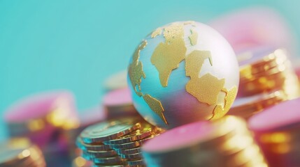 Global investments, interconnected economy concept, 3D illustration.