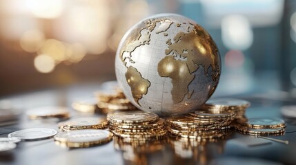 Global investments, interconnected economy concept, 3D illustration.