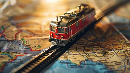toy train on map travel concept