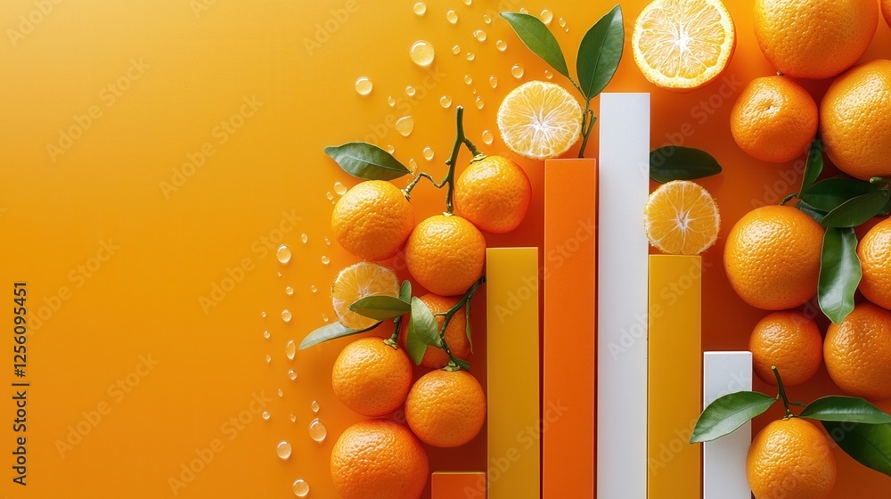 Poster a colorful display of oranges and lemons arranged in a circular pattern