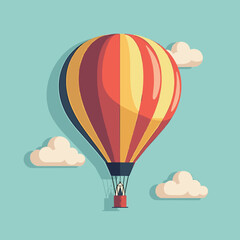 Obraz premium Colorful hot air balloon soaring above clouds, joyful adventure