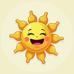 Smiling sun illustration radiating joy, cheerful vector design
