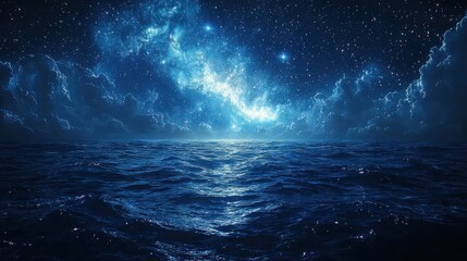 Fototapeta premium Starry Night Ocean Landscape