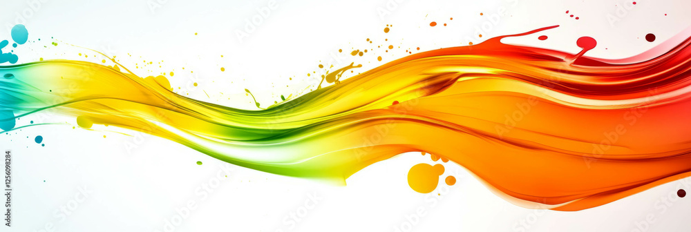 Poster vibrant splashes of color flow dynamically across a bright background conveying energy