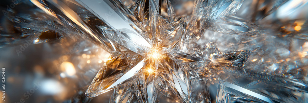 Poster intricate ice crystals create dazzling patterns and reflections in bright light