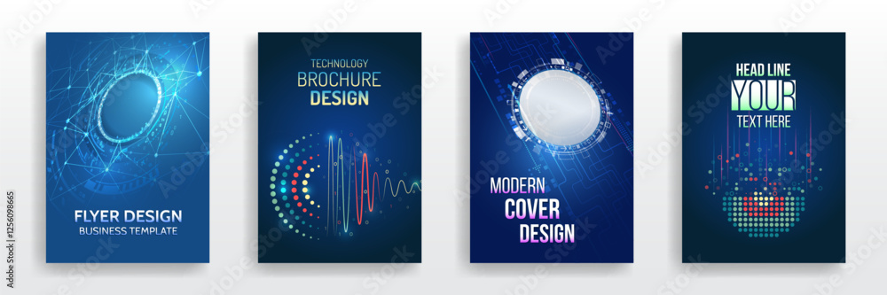 Poster set of high-tech covers for marketing. modern technology design for posters. futuristic background f