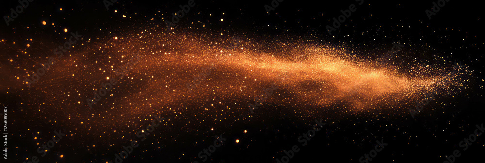 Poster dynamic display of abstract particles and light trails creating vibrant excitement