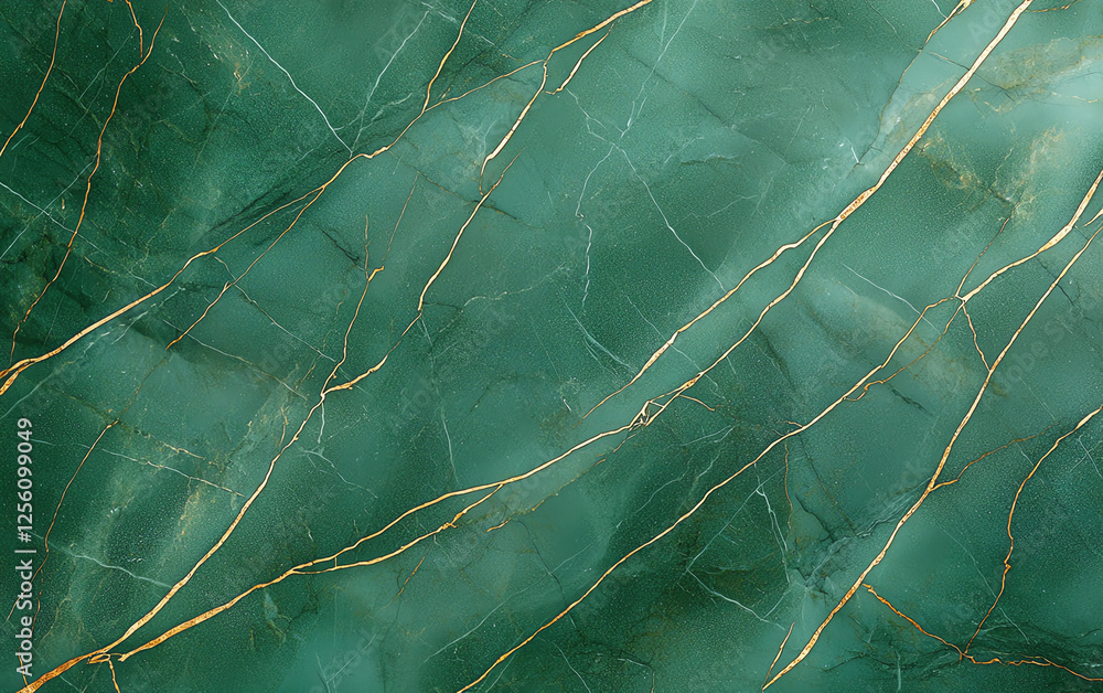 Poster emerald green marble texture with golden veins, creating luxurious and elegant background. this abst