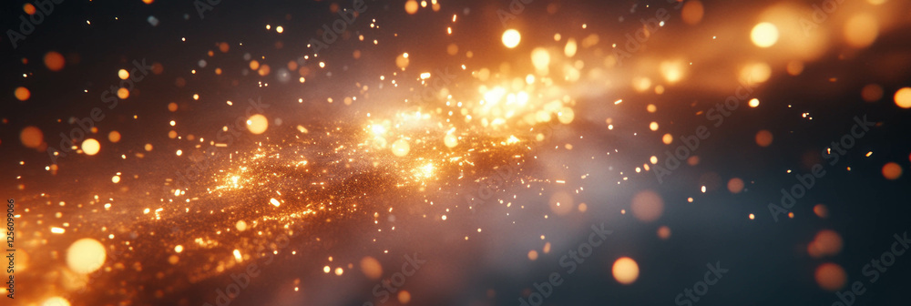Poster energetic burst of particles creating a vibrant display of light and motion