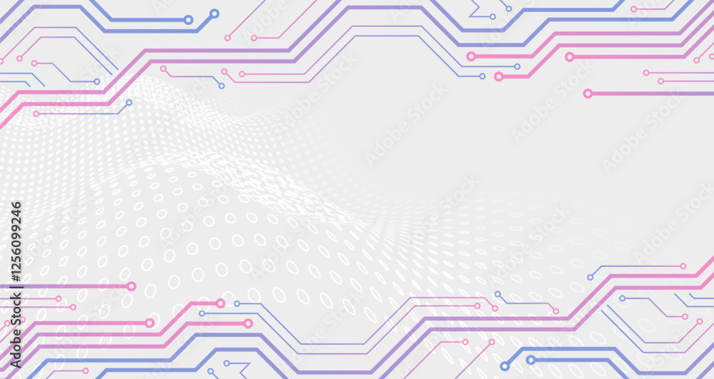 Aufkleber Hi-tech grey background with various technology elements. Vector illustration of circuit board and circles. Abstract futuristic communication.