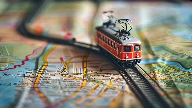 toy train on map travel concept