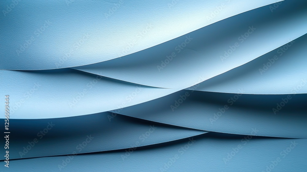 Aufkleber abstract composition of layered blue paper creating soft curves and shadows.