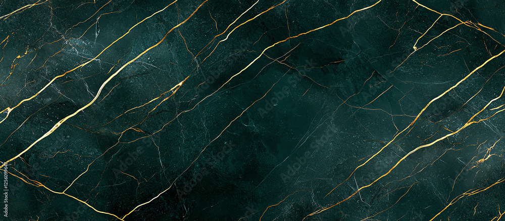 Poster dark green marble background with golden veins, creating elegant and luxurious appearance. this text