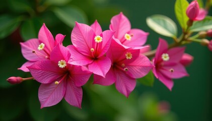 Fototapeta premium Tropical Bougainvillea flowers in full bloom on green stem, bougainvillea, flowers, floral