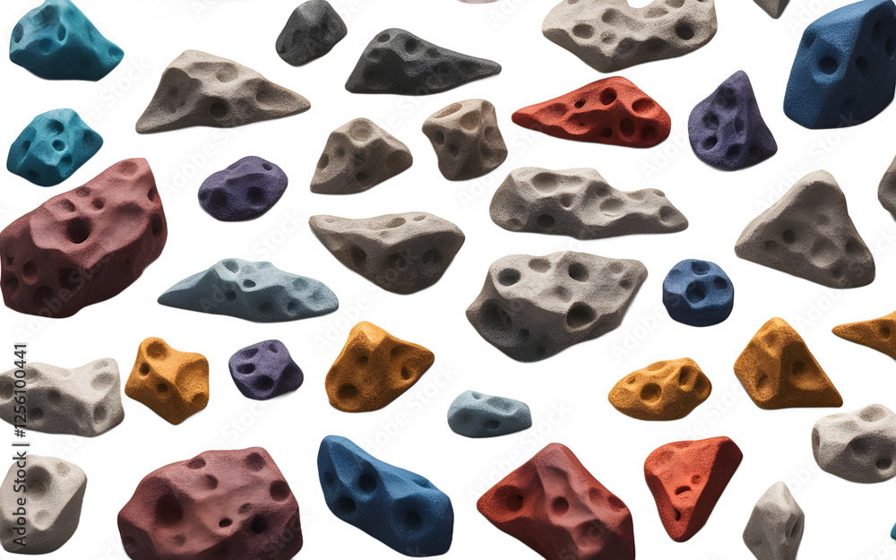 Aufkleber A set of speed climbing handholds with a rough texture, isolated on a empty plain background
