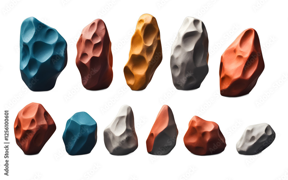 Aufkleber A set of speed climbing handholds with a rough texture, isolated on a empty plain background