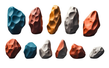 Naklejka premium A set of speed climbing handholds with a rough texture, isolated on a empty plain background