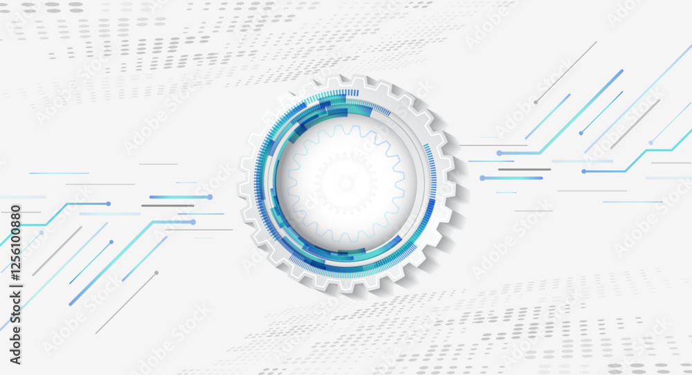 Aufkleber Vector illustration of circuit board and circles. Abstract futuristic communication. Hi-tech grey background with various technology elements.