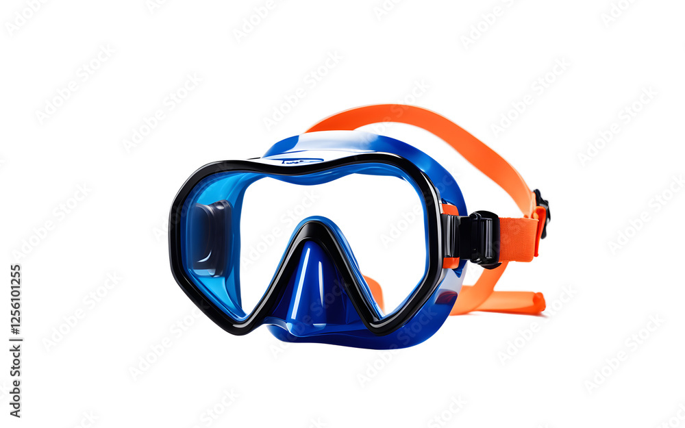 Aufkleber a snorkeling mask with a matching blue breathing tube, isolated on a empty plain background