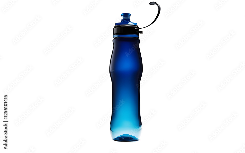 Poster A stylish cycling water bottle with a squeeze nozzle, isolated on a empty plain background