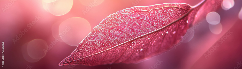 Poster blurred close-up of intricate leaf details with soft bokeh highlights and bright background