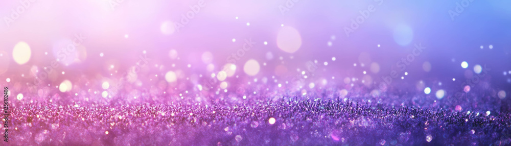Poster Blurred lavender field with purple bokeh tones and soft texture creating a tranquil background