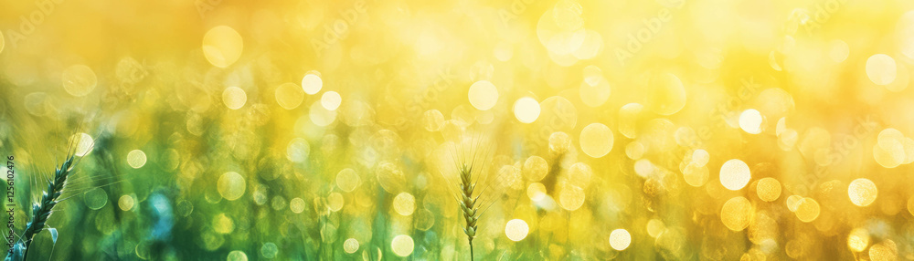 Poster blurred wheat field with golden bokeh and soft texture for bright backgrounds