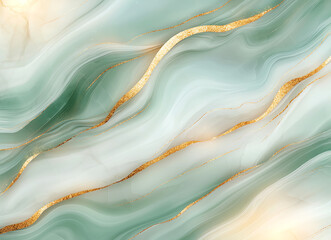 Fototapeta premium Beautiful luxury background with flowing green and gold patterns, creating elegant and serene atmosphere. Ideal for design projects and artistic expressions