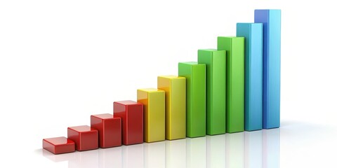 Obraz premium Colorful Ascending Bar Graph on White Background