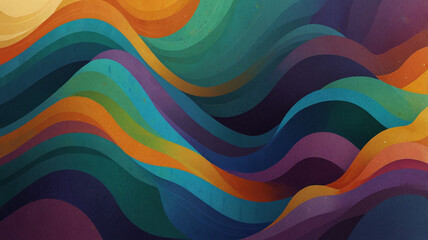 Abstract background featuring a balanced mix of cool and warm tones. Include fluid, swirling patterns that seamlessly transition between hues of blue, green, and purple, with contrasting accents of or