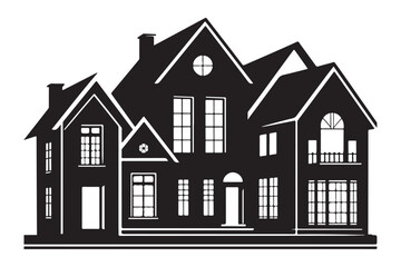 Large luxury house silhouette vector illustration architecture design