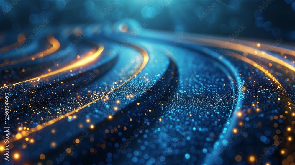Aufkleber realistic abstract background with light streaks and golden sparkles symbolizing space travel speed