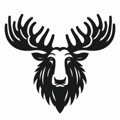 Minimalist Moose Head Silhouette – Bold Black and White Logo for Rustic and Outdoor Themes