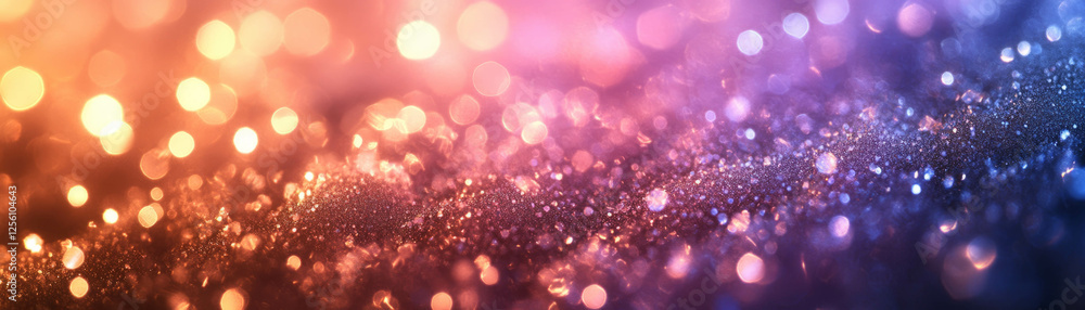 Poster blurred texture of ice crystals with bokeh patterns and colorful light reflections