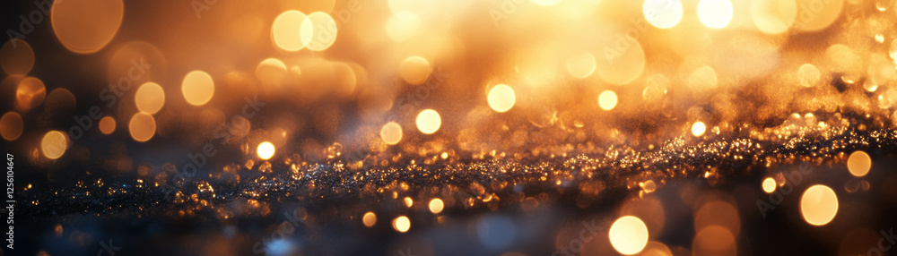 Poster blurred texture of ice crystals creating a sparkling background with bokeh and light reflections