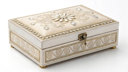 Ornate Decorative Box on White Background