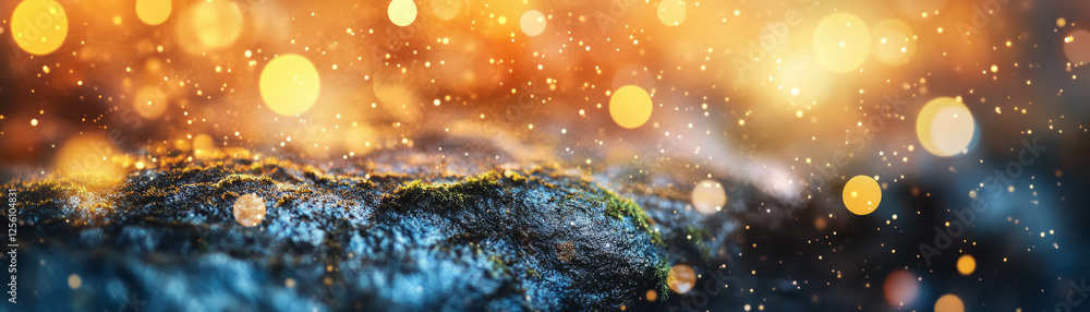 Aufkleber blurred texture of moss on rock with soft bokeh and vibrant tones in bright backdrop