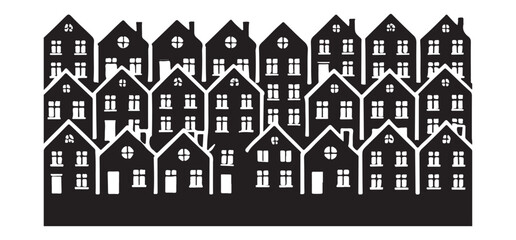 Silhouette of houses vector illustration community real estate concept