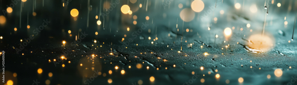 Aufkleber blurred texture of rain with light streaks and bokeh against a dark background