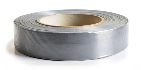 Roll of Gray Duct Tape on White Background