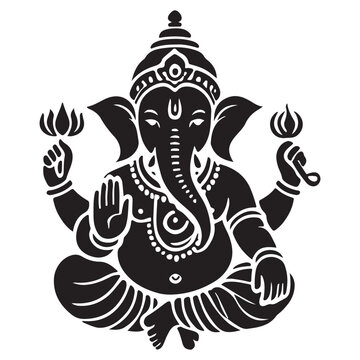 black ganesha sitting pose clip art preview