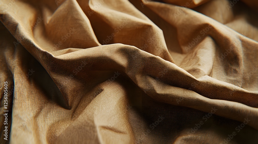 Poster close up of textured old crumpled brown paper with a soft brown background for design and art projec