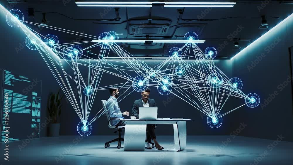 Leinwandbilder innovative teamwork in a modern office space focused on data analysis and technology