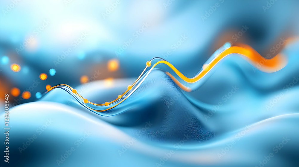 Poster abstract waves in blue tones create a sense of depth and tranquility, perfect for background or desi