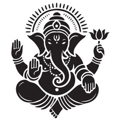 Lord Ganesha Silhouette Illustration Vector for Hindu Art