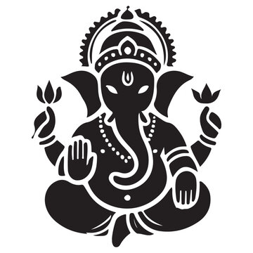 black ganesha sitting pose clip art preview